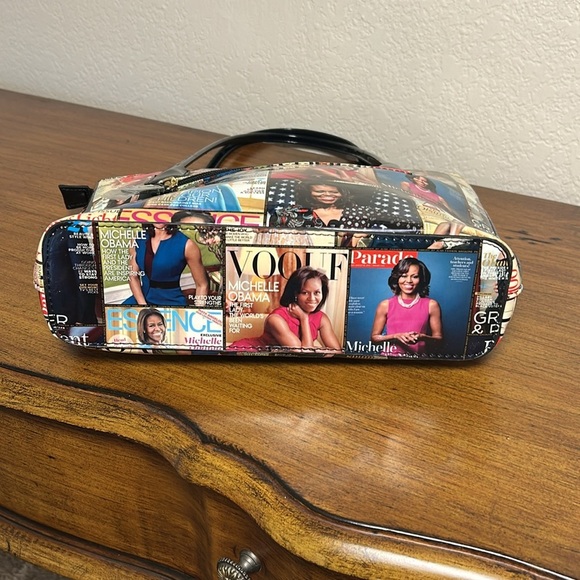 NWOT Michelle Obama First Lady Glossy Magazine Print Collage Vinyl Handbag Purse - Picture 6 of 16